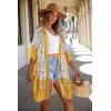 imageWomens Kimono Swimsuit Coverups Summer Beach Casual Loose Cardigans for SwimwearYellow  White