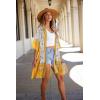 imageWomens Kimono Swimsuit Coverups Summer Beach Casual Loose Cardigans for SwimwearYellow  White