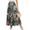 imageBerydress Long Skirts for Women Trendy Elastic Waist Flowy Summer Ankle Length Boho Flared A Line Tiered Maxi SkirtDark Green Floral