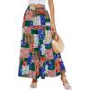 imageBerydress Long Skirts for Women Trendy Elastic Waist Flowy Summer Ankle Length Boho Flared A Line Tiered Maxi SkirtPatchwork