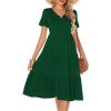 imageBerydress Womens Casual Summer Tiered Midi Dress 2025 Short Sleeve VNeck Loose Cotton Ruffle Babydoll Dress Boho SundressDark Green