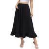 imageBerydress Womens Midi Skirts with Pockets Elastic High Waist Flowy Swing A Line Casual Tiered Ruffle SkirtBlack