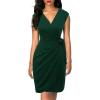 imageBerydress Womens Vintage VNeck Sheath Casual Party Work Faux Black Wrap DressDark Green
