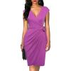 imageBerydress Womens Vintage VNeck Sheath Casual Party Work Faux Black Wrap DressGrape Purple