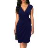 imageBerydress Womens Vintage VNeck Sheath Casual Party Work Faux Black Wrap DressNavy