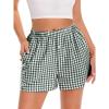 imageBoxer Shorts for Women Summer Gingham Pajama Casual Plaid Shorts Y2K Beach Bottoms with PocketGreen