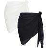 imageCHICGAL 2 Pieces Women Beach Sarong Bathing Suit Wrap Skirt Sheer Bikini Swimsuit Cover Ups for Swimwear01 Black and White