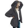 imageCHICGAL Womens Fuzzy Jacket Hooded Cardigan Open Front Sherpa Coat Outwear with PocketsDark Grey