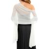 imageCHICGAL Womens Scarf Shawls and Wraps for Evening Dress Wedding Party Bridal Scarves Sarong Cover UpsAwhite
