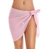 imageSwimsuit Coverups for Women Sarong Beach Bikini Wrap Sheer Short Skirt Chiffon Scarf for SwimwearPink