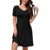 imageWEACZZY Summer Dresses for Women 2025 VNeck Casual T Shirt Dress Loose Short Sleeve Flowy Dresses with Pockets01 Black
