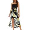 imageWomens Beach Dress Summer Maxi Sundress Strapless Hawaiian Cover Ups Asymmetrical Wrap DressesBlack Yellow Flowers