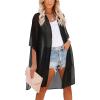 imageWomens Kimono Swimsuit Coverups Summer Beach Casual Loose Cardigans for SwimwearSolid Black