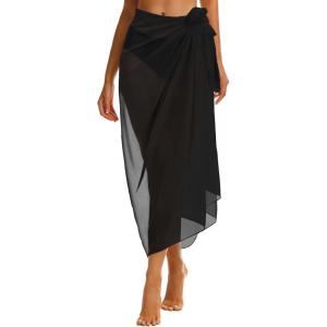 imageCHICGAL Sarong Wraps Swimsuit Coverup for Women Bathing Suit Cover Up Summer Bikini Beach SwimwearBlack