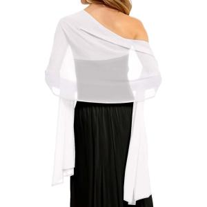 imageCHICGAL Womens Scarf Shawls and Wraps for Evening Dress Wedding Party Bridal Scarves Sarong Cover UpsCool White