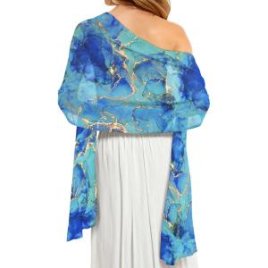 imageCHICGAL Womens Scarf Shawls and Wraps for Evening Dress Wedding Party Bridal Scarves Sarong Cover UpsGorgeous Blue