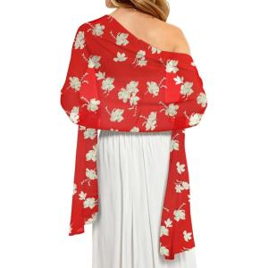 imageCHICGAL Womens Scarf Shawls and Wraps for Evening Dress Wedding Party Bridal Scarves Sarong Cover UpsRed Floral White