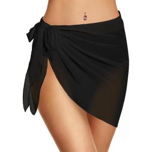 imageSwimsuit Coverups for Women Sarong Beach Bikini Wrap Sheer Short Skirt Chiffon Scarf for SwimwearBlack
