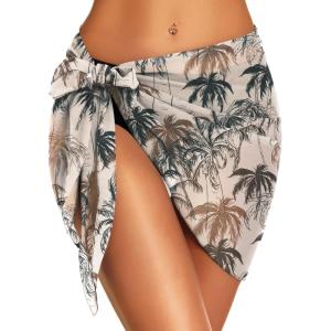 imageSwimsuit Coverups for Women Sarong Beach Bikini Wrap Sheer Short Skirt Chiffon Scarf for SwimwearCoconut Khaki