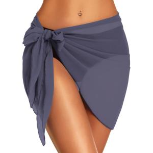 imageSwimsuit Coverups for Women Sarong Beach Bikini Wrap Sheer Short Skirt Chiffon Scarf for SwimwearGrey Blue