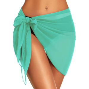 imageSwimsuit Coverups for Women Sarong Beach Bikini Wrap Sheer Short Skirt Chiffon Scarf for SwimwearMint Green