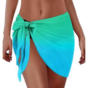imageSwimsuit Coverups for Women Sarong Beach Bikini Wrap Sheer Short Skirt Chiffon Scarf for SwimwearTiedyed Sky Blue