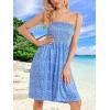 imageCHICGAL Summer Dresses for Women Beach Cover Ups Strapless Boho Floral Print SundressA Blue Polka Dot
