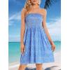 imageCHICGAL Summer Dresses for Women Beach Cover Ups Strapless Boho Floral Print SundressA Blue Polka Dot