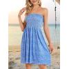 imageCHICGAL Summer Dresses for Women Beach Cover Ups Strapless Boho Floral Print SundressA Blue Polka Dot