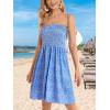 imageCHICGAL Summer Dresses for Women Beach Cover Ups Strapless Boho Floral Print SundressA Blue Polka Dot