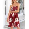 imageCHICGAL Summer Dresses for Women Beach Cover Ups Strapless Boho Floral Print SundressA Deep Wine Red Flower