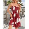 imageCHICGAL Summer Dresses for Women Beach Cover Ups Strapless Boho Floral Print SundressA Deep Wine Red Flower