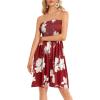 imageCHICGAL Summer Dresses for Women Beach Cover Ups Strapless Boho Floral Print SundressA Deep Wine Red Flower