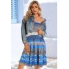 imageCHICGAL Summer Dresses for Women Beach Cover Ups Strapless Boho Floral Print SundressA Floral Blue