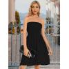 imageCHICGAL Summer Dresses for Women Beach Cover Ups Strapless Boho Floral Print SundressA Solid Black