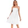 imageCHICGAL Summer Dresses for Women Beach Cover Ups Strapless Boho Floral Print SundressA Solid White