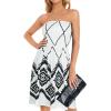 imageCHICGAL Summer Dresses for Women Beach Cover Ups Strapless Boho Floral Print SundressAdeline White