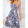 imageCHICGAL Summer Dresses for Women Beach Cover Ups Strapless Boho Floral Print SundressAmoeba Navy Blue