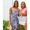 imageCHICGAL Summer Dresses for Women Beach Cover Ups Strapless Boho Floral Print SundressAmoeba Navy Blue