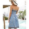 imageCHICGAL Summer Dresses for Women Beach Cover Ups Strapless Boho Floral Print SundressBk Blue Flower
