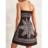 imageCHICGAL Summer Dresses for Women Beach Cover Ups Strapless Boho Floral Print SundressBlack Print