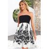 imageCHICGAL Summer Dresses for Women Beach Cover Ups Strapless Boho Floral Print SundressBlack White Rose