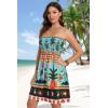 imageCHICGAL Summer Dresses for Women Beach Cover Ups Strapless Boho Floral Print SundressBlue Flower Pineapple