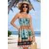 imageCHICGAL Summer Dresses for Women Beach Cover Ups Strapless Boho Floral Print SundressBlue Flower Pineapple