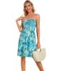 imageCHICGAL Summer Dresses for Women Beach Cover Ups Strapless Boho Floral Print SundressBlue Green Tiedye