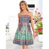 imageCHICGAL Summer Dresses for Women Beach Cover Ups Strapless Boho Floral Print SundressBoho Green Pink