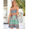 imageCHICGAL Summer Dresses for Women Beach Cover Ups Strapless Boho Floral Print SundressBoho Green Pink
