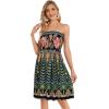 imageCHICGAL Summer Dresses for Women Beach Cover Ups Strapless Boho Floral Print SundressBoho Green Tree