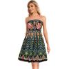 imageCHICGAL Summer Dresses for Women Beach Cover Ups Strapless Boho Floral Print SundressBoho Green Tree