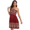 imageCHICGAL Summer Dresses for Women Beach Cover Ups Strapless Boho Floral Print SundressBoho Red Yellow Print